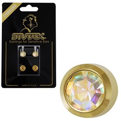 STUDEX Rock crystal studs gold - regular bezel